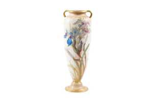 Victorian Doulton Burslem twin handled porcelain vase