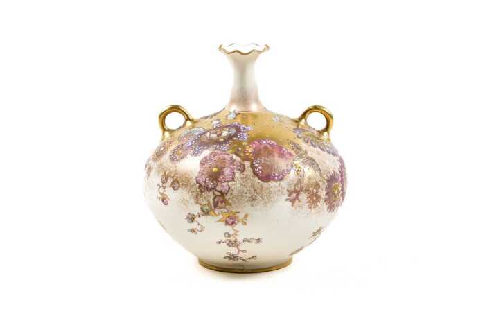 Antique Royal Crown Derby hand-painted gilt porcelain vase