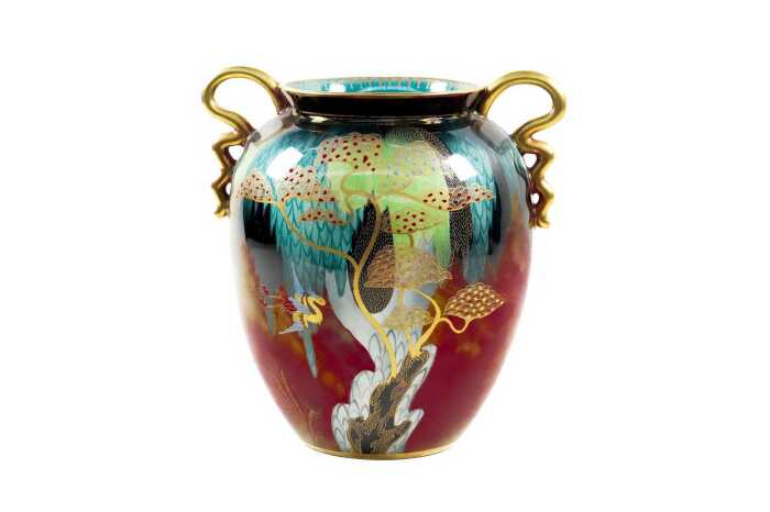 Carlton Ware 'Heron and the Magic Tree' hand-painted and gilded ceramic vase