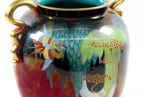 Carlton Ware 'Heron and the Magic Tree' hand-painted and gilded ceramic vase - 2