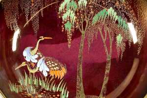 Carlton Ware 'New Storks' Rouge Royale hand-painted and gilded ceramic bowl - 2