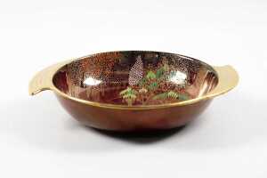 Carlton Ware 'New Storks' Rouge Royale hand-painted and gilded ceramic bowl - 4