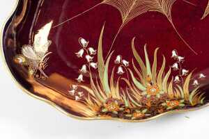 Carlton Ware hand-painted 'Spider's Web' Rouge Royale dish - 4