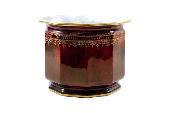 Antique Keeling 'Losol Ware' lustre glaze ceramic jardiniere