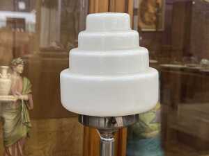 Art Deco table lamp with stepped milk glass shade - 2