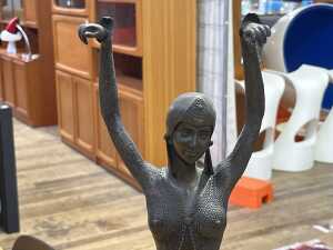After Agathon Leonard, Art Deco dancer, bronze female figure on marble base - 2