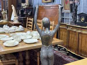 After Agathon Leonard, Art Deco dancer, bronze female figure on marble base - 4