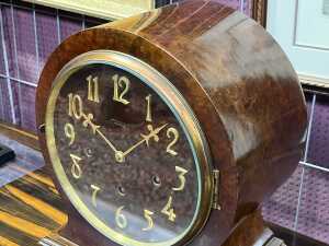 Antique burr walnut drum head mantel clock - 2
