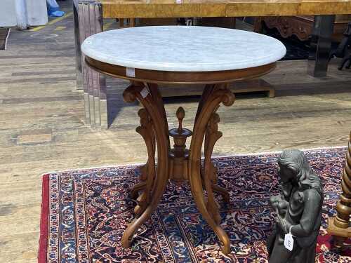 Round marble top occasional table