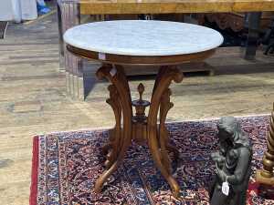Round marble top occasional table
