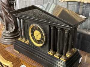 Antique French slate mantel clock - 2