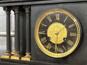 Antique French slate mantel clock - 3