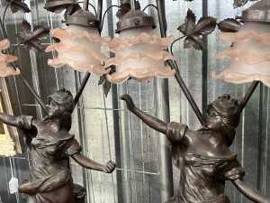 Pair of Art Nouveau style cast metal figural table lamps - 2