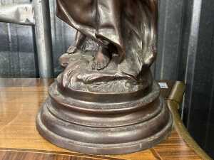 Pair of Art Nouveau style cast metal figural table lamps - 3