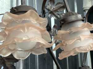 Pair of Art Nouveau style cast metal figural table lamps - 5