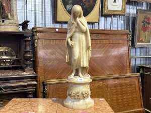 After Benjamin Edward Spence 'Highland Mary'. Alabaster sculpture on alabaster and plaster stand