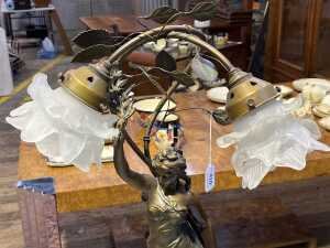 Art Nouveau style figural cast spelter table lamp - 2