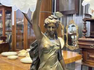 Art Nouveau style figural cast spelter table lamp - 3