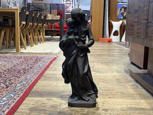 Antique cast bronze figure of the Madonna and Child