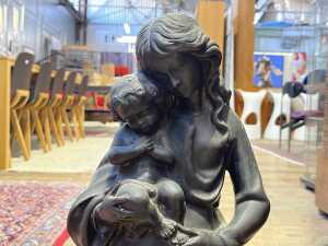 Antique cast bronze figure of the Madonna and Child - 2