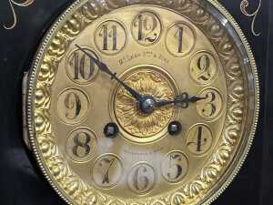 Antique French black slate mantel clock - 3