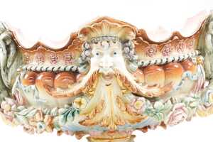Antique Hugo Lonitz (Germany) majolica jardiniere c.1890s with applied gilt decoration - 2