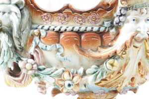 Antique Hugo Lonitz (Germany) majolica jardiniere c.1890s with applied gilt decoration - 4