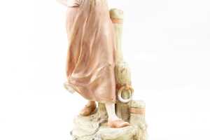 Royal Dux bisque porcelain maiden with handkerchief figure - 3