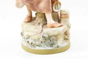 Royal Dux bisque porcelain maiden with handkerchief figure - 4