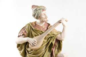 Royal Dux bisque porcelain lute player figure - 2