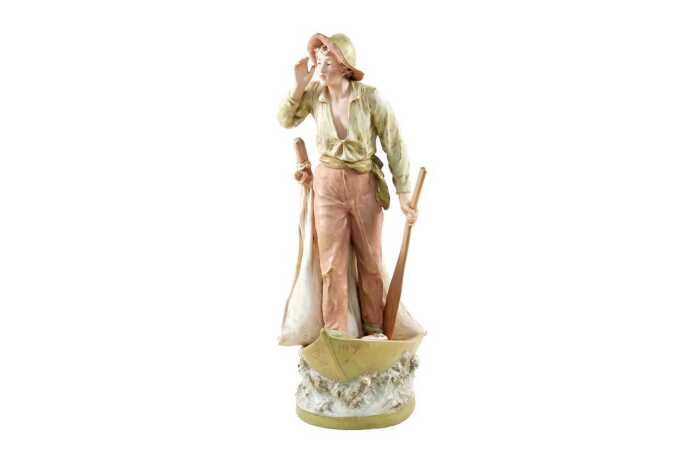Antique Royal Dux bisque porcelain sailor figure