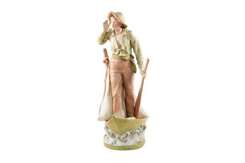 Antique Royal Dux bisque porcelain sailor figure