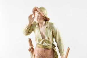 Antique Royal Dux bisque porcelain sailor figure - 2