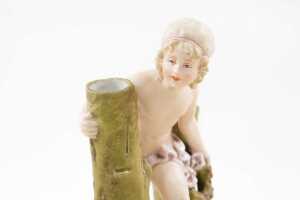 Royal Dux Art Nouveau bisque porcelain figure of youth with wreath - 2