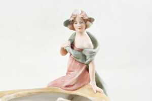 Royal Dux Art Nouveau bisque porcelain comport with nymphs - 2
