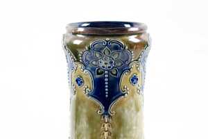 Pair of Royal Doulton Lambeth stoneware vases by Maud Bowden - 2