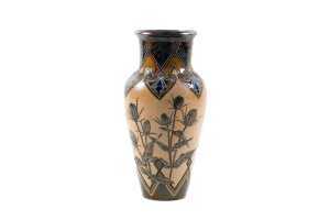 Victorian Doulton Lambeth stoneware vase by Elizabeth J Adams, 1887