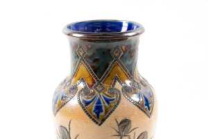 Victorian Doulton Lambeth stoneware vase by Elizabeth J Adams, 1887 - 3