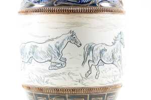 Hannah Barlow for Doulton Lambeth, twin handled pottery vase, 1886 - 2