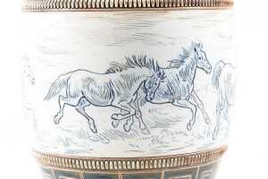 Hannah Barlow for Doulton Lambeth, twin handled pottery vase, 1886 - 3