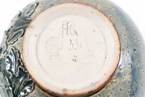 Victorian Doulton Lambeth onion form stoneware vase by Florence C Roberts, 1884 - 4