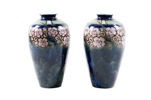 Pair of Royal Doulton Lambeth stoneware vases by Bessie Newbery