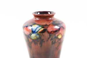 Moorcroft flambe 'Anemone' on graduated red to blue ground pottery vase - 2
