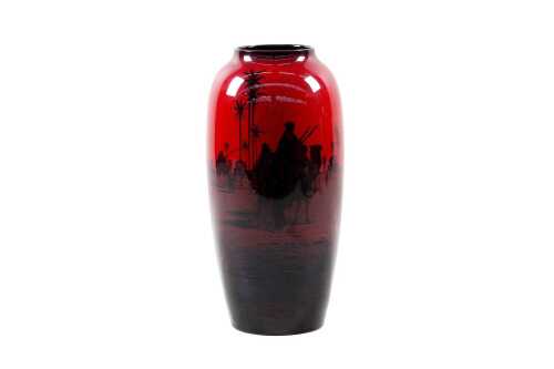 Royal Doulton Flambe ceramic vase with Egyptian scene