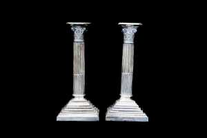Two pairs of Neoclassical silver plated candlesticks - 2