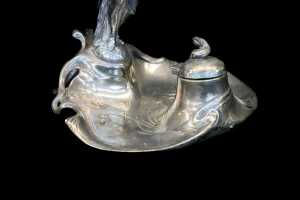 Antique WMF Art Nouveau silver plated figural inkwell - 3