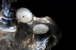 Antique WMF Art Nouveau silver plated figural inkwell - 4