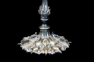 Pair of antique silver plated candlesticks - 3
