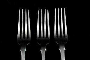 Set of six Victorian sterling silver forks, weight 308g - 2