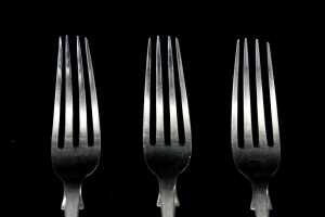 Three Victorian English sterling silver forks, weight 135g - 2